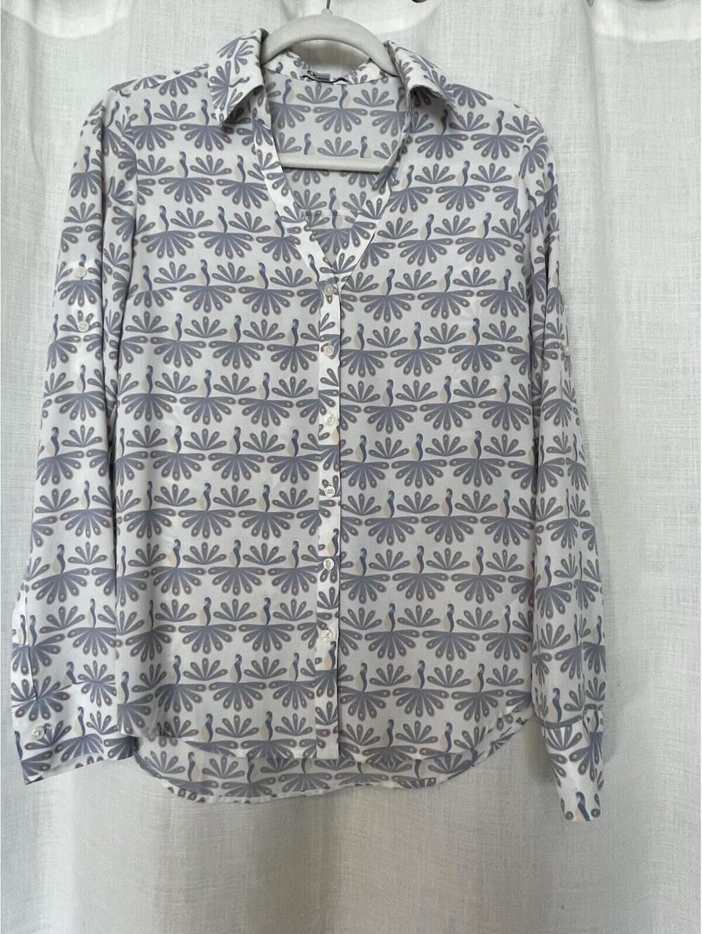 Express Portofino Blouse Slim Fit Peacock Design Women’s Small